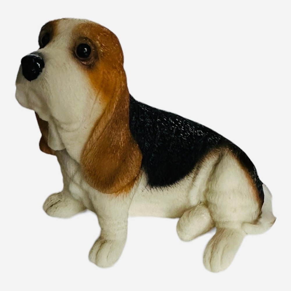 Vintage Cocker Spaniel Puppy Figurine Resin Dog Statue Sculpture White Orange VG